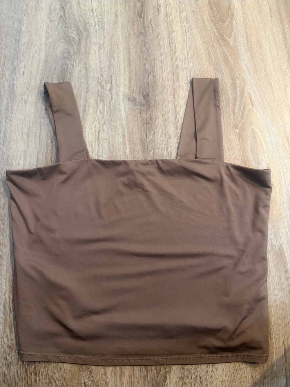 Square-Neck Brown Crop Tank Top